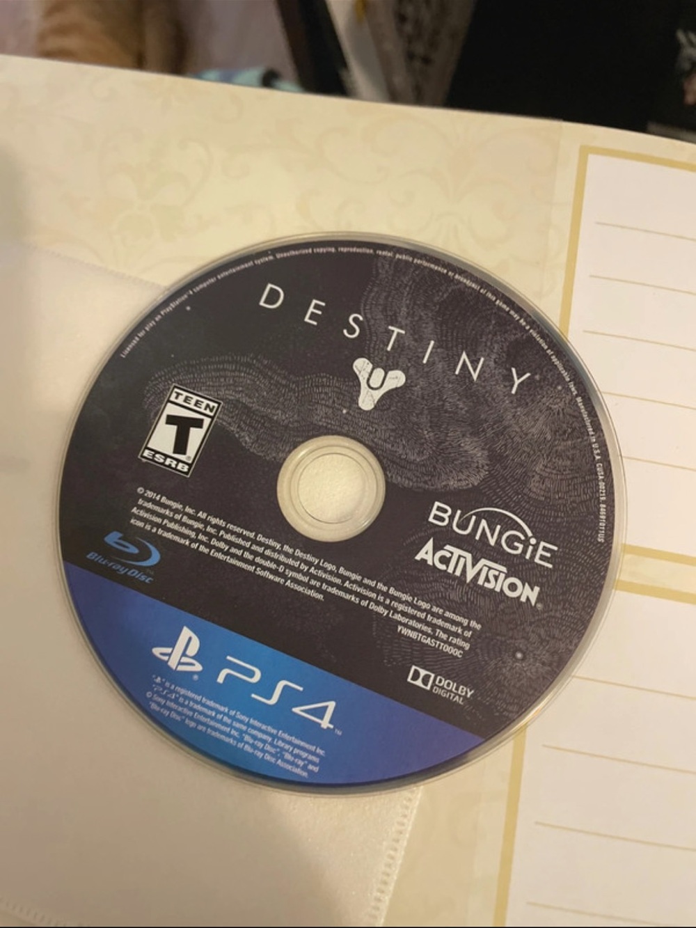 Destiny PS4 Game Disc by Bungie/Activision - Black & Blue